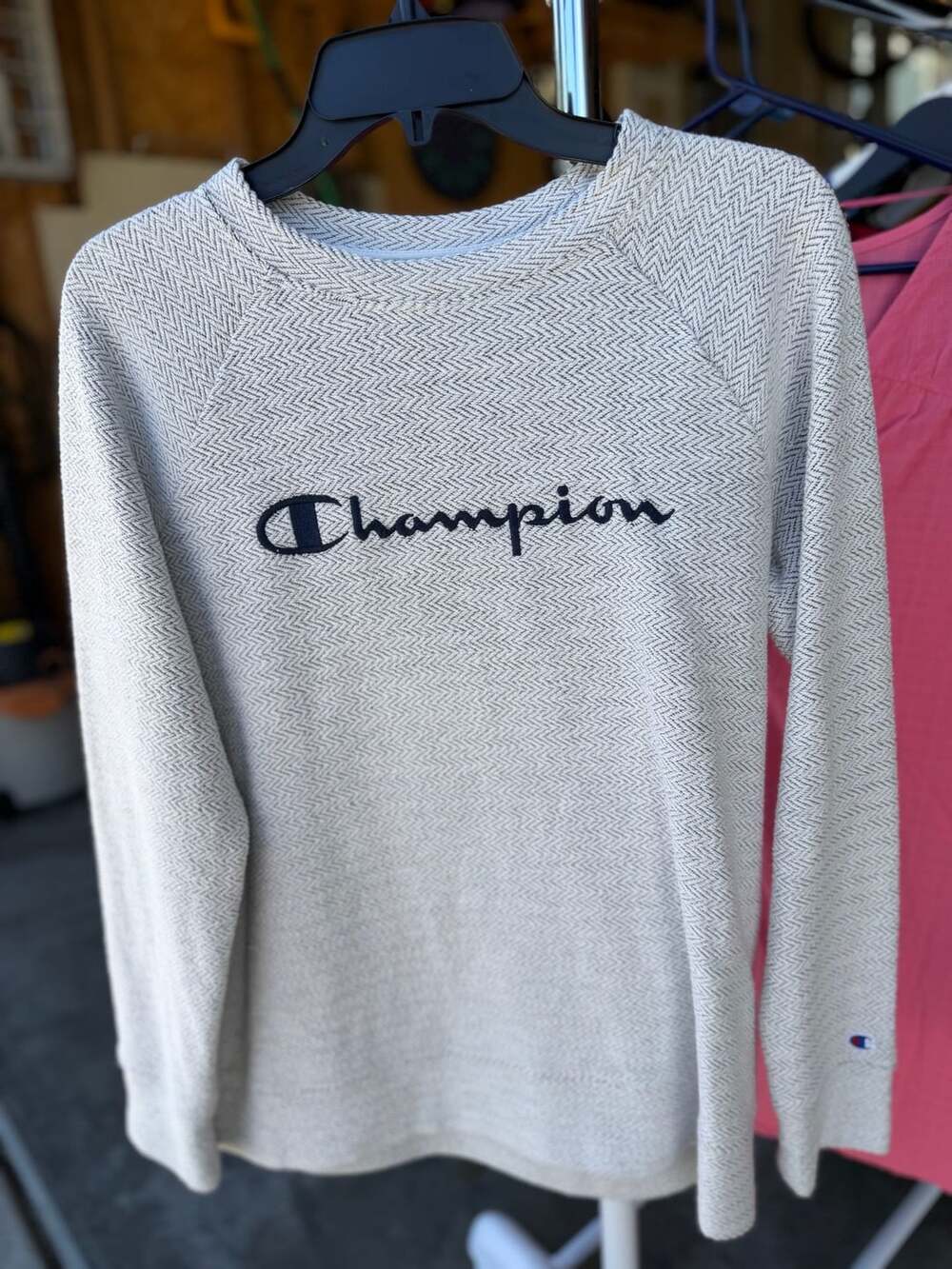 Champion Authentic Athleticwear Gray Herringbone Crewneck Sweatshirt Medium
